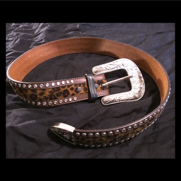 3D belt Co cheetah bling printed leather belt - Picture 4 of 5